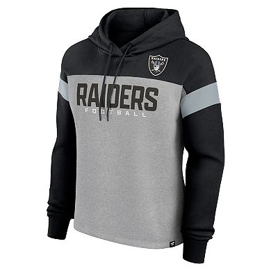 Women's Fanatics Heather Gray/Black Las Vegas Raiders Bold Play Call Pullover Hoodie