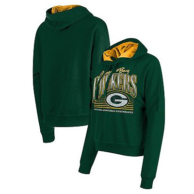 Women s New Era Green Green Bay Packers Boxy Pullover Hoodie