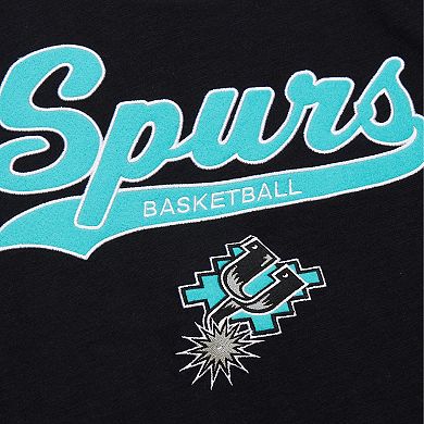 Men's Mitchell & Ness Black San Antonio Spurs Hardwood Classics Felt Applique Slub T-Shirt