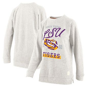 Women's Pressbox Oatmeal LSU Tigers Plus Size Comfy Cairo Terry Pullover Sweatshirt