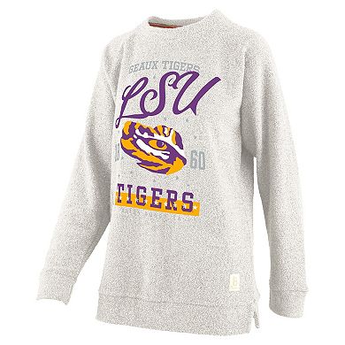 Women's Pressbox Oatmeal LSU Tigers Plus Size Comfy Cairo Terry Pullover Sweatshirt
