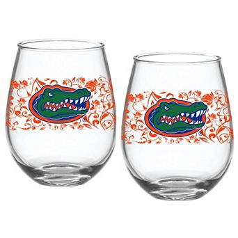Florida Gators Two-Pack 15oz. Floral Stemless Glass Set