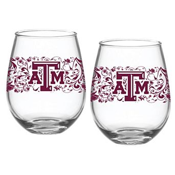 Texas A&M Aggies Two-Pack 15oz. Floral Stemless Glass Set
