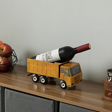Decorative Rustic Metal Yellow Single Bottle Truck Wine Holder