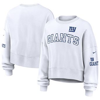 Women's Nike White New York Giants Oversized Long Sleeve Cropped Sweatshirt