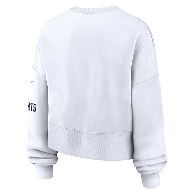 Women's Nike White New York Giants Oversized Long Sleeve Cropped Sweatshirt