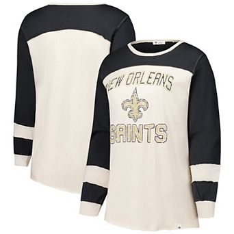 Women's Profile Cream/Black New Orleans Saints Double Header Curve Toni Long Sleeve T-Shirt