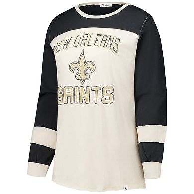 Women's Profile Cream/Black New Orleans Saints Double Header Curve Toni Long Sleeve T-Shirt