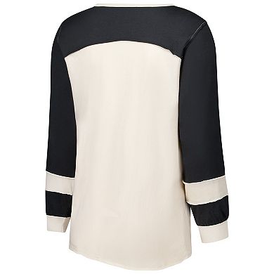 Women's Profile Cream/Black New Orleans Saints Double Header Curve Toni Long Sleeve T-Shirt