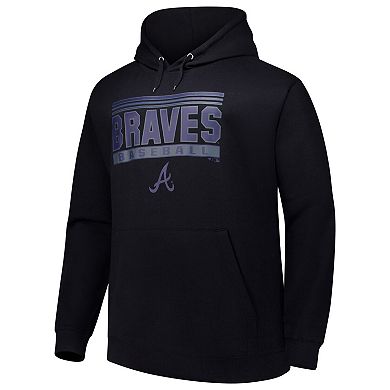 Men's Black Atlanta Braves Stack Fleece Pullover Hoodie