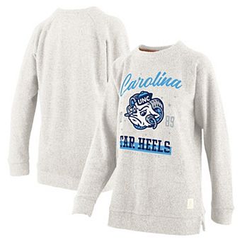 Women's Pressbox Oatmeal North Carolina Tar Heels Plus Size Comfy Cairo Terry Pullover Sweatshirt