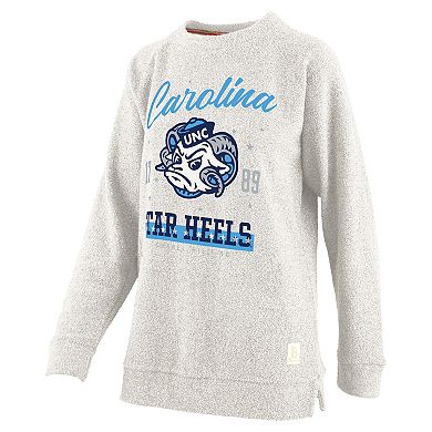 Women's Pressbox Oatmeal North Carolina Tar Heels Plus Size Comfy Cairo Terry Pullover Sweatshirt
