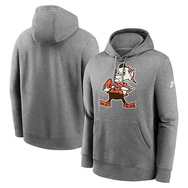 Men s Nike Heather Gray Cleveland Browns Rewind Club Logo Pullover Hoodie