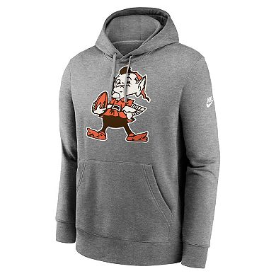 Men's Nike Heather Gray Cleveland Browns Rewind Club Logo Pullover Hoodie