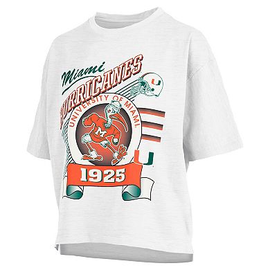 Women's Pressbox White Miami Hurricanes Rock & Roll Slub T-Shirt