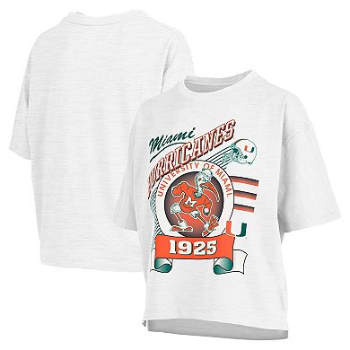 Women's Pressbox White Miami Hurricanes Rock & Roll Slub T-Shirt