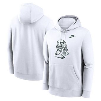 Men's Nike White Michigan State Spartans Legacy Logo Club Fleece Pullover Hoodie