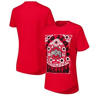 Women's Pressbox Scarlet Ohio State Buckeyes Irvine Floral Team Color��T-Shirt