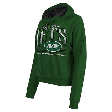 Women's New Era Heather Green New York Jets Boxy Pullover Hoodie