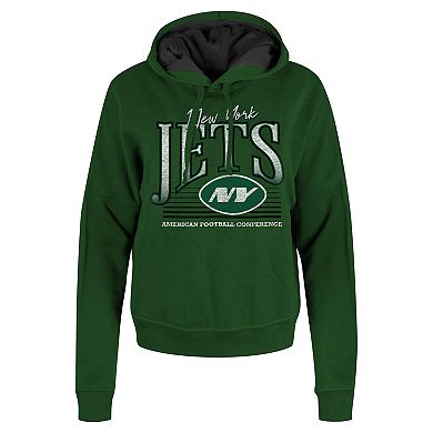 Women's New Era Heather Green New York Jets Boxy Pullover Hoodie