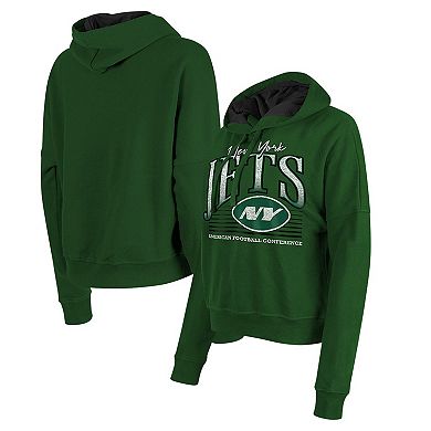 Women's New Era Heather Green New York Jets Boxy Pullover Hoodie