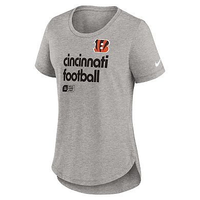 Women's Nike Heather Gray Cincinnati Bengals Fashion Tri-Blend T-Shirt