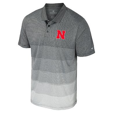Men's Colosseum Gray Nebraska Huskers Striped Mesh Polo