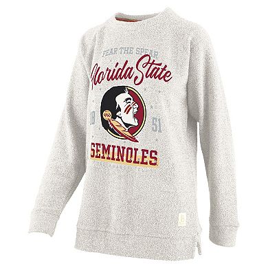 Women's Pressbox Oatmeal Florida State Seminoles Plus Size Comfy Cairo Terry Pullover Sweatshirt