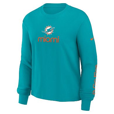 Women's Nike Aqua Miami Dolphins Boxy Long Sleeve T-Shirt