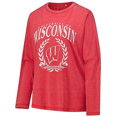 Women's Pressbox Red Wisconsin Badgers Chandler Olive Leaf Arch Long Sleeve T-Shirt