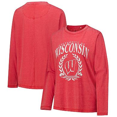 Women's Pressbox Red Wisconsin Badgers Chandler Olive Leaf Arch Long Sleeve T-Shirt