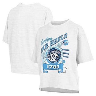 Women's Pressbox White North Carolina Tar Heels Rock & Roll Slub��T-Shirt
