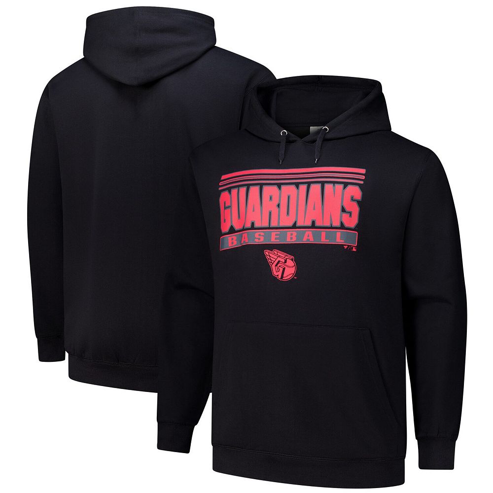 Men's Black Cleveland Guardians Stack Fleece Pullover Hoodie