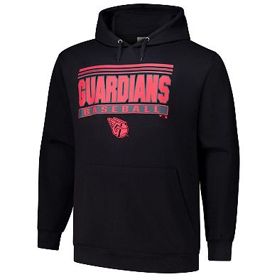 Men's Black Cleveland Guardians Stack Fleece Pullover Hoodie