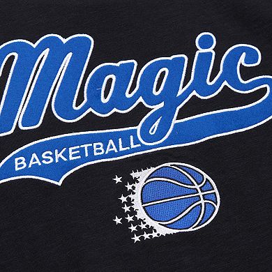 Men's Mitchell & Ness Black Orlando Magic Hardwood Classics Felt Applique Slub T-Shirt