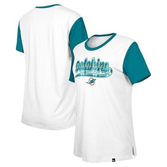 Women's New Era White/Aqua Miami Dolphins 3rd Down T-Shirt