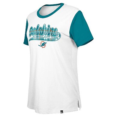 Women's New Era White/Aqua Miami Dolphins 3rd Down T-Shirt