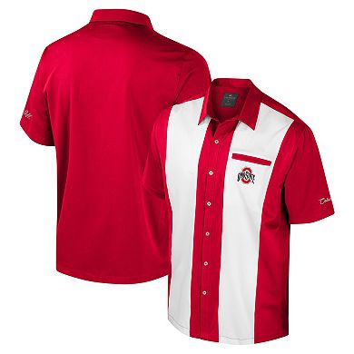 Men's Colosseum Scarlet Ohio State Buckeyes Strike Bowling Button-Up Shirt