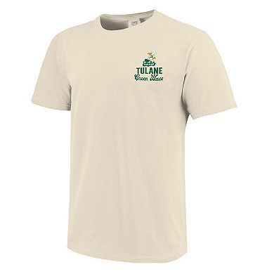 Men's Cream Tulane Green Wave Comfort Colors Mascot Overlay T-Shirt