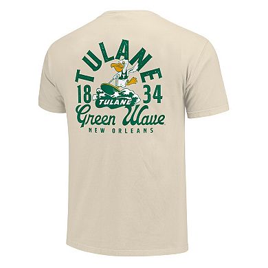 Men's Cream Tulane Green Wave Comfort Colors Mascot Overlay T-Shirt