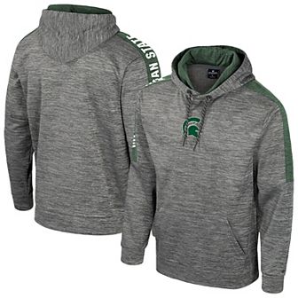 Men's Colosseum Heather Gray Michigan State Spartans Dozer Pullover Hoodie