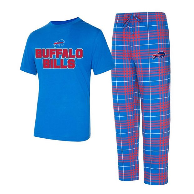 Men s Concepts Sport Royal Red Buffalo Bills Vector T Shirt Flannel Pants Sleep Set