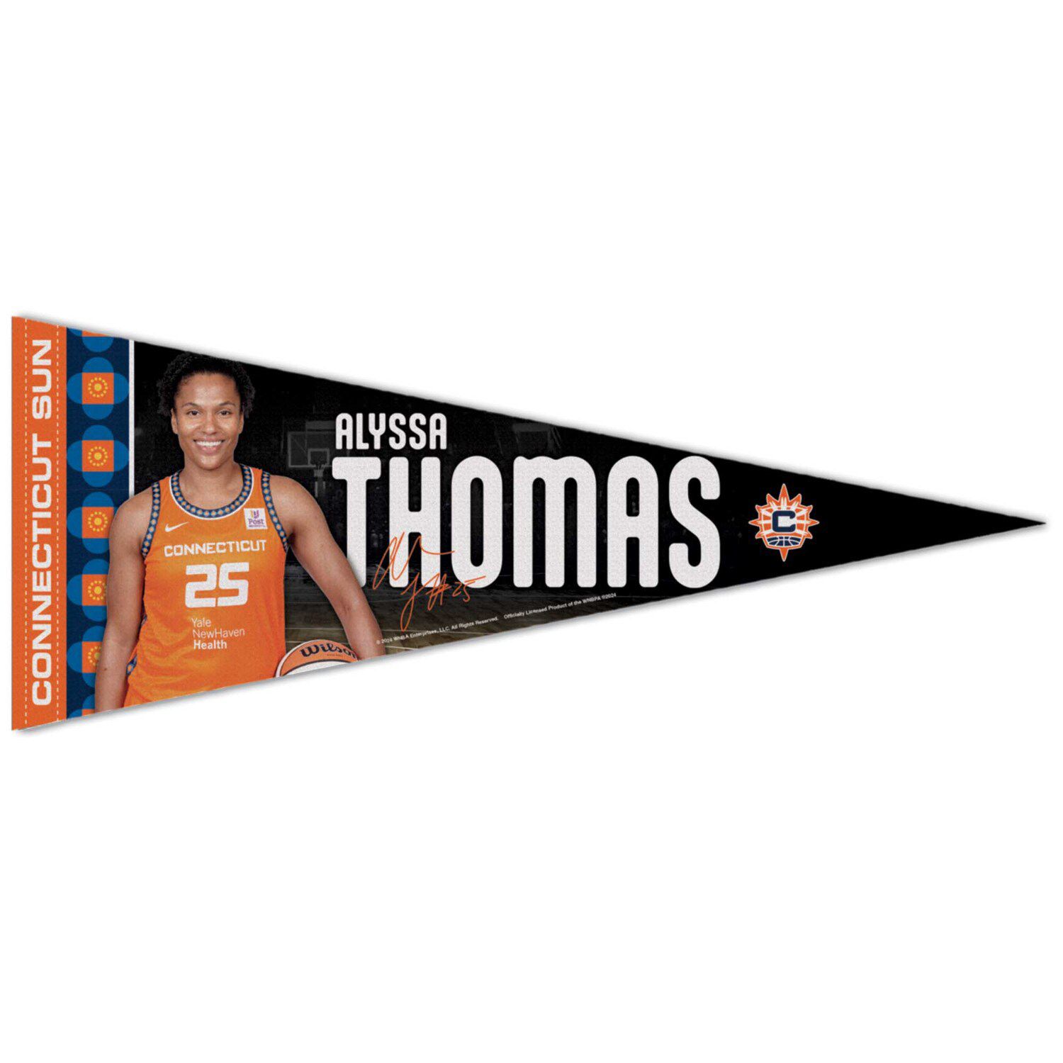 WinCraft Connecticut Sun Pennant Banner – 30,5x76,2 Cm, Aus Weichem Filzwolle-Mischgewebe, Einseitig Bedruckt, Offiziell Lizenziert