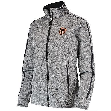 Women's Antigua Heathered Black San Francisco Giants Full-Zip Golf Jacket