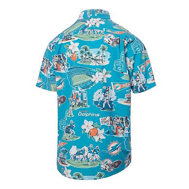 Men's Reyn Spooner Aqua Miami Dolphins Scenic Button-Down Shirt
