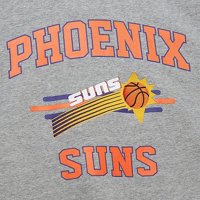 Men's Mitchell & Ness Heather Gray Phoenix Suns Hardwood Classics All Over 4.0 Pullover Sweatshirt
