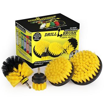 4 pc Nylon Power Brush Tile & Grout Bathroom Cleaning Scrub Brush Kit - Power Scrubber Drill Brush