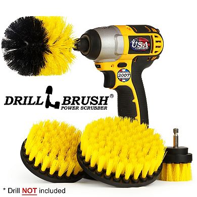 4pc Nylon Power Brush Tile & Grout Bathroom Cleaning Scrub Brush Kit - Power Scrubber Drill Brush