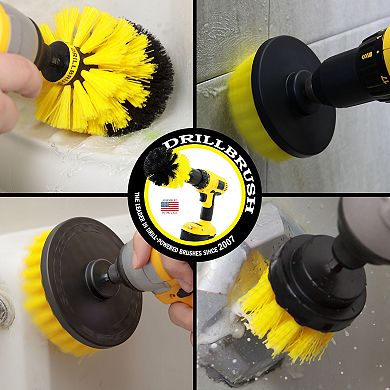 4pc Nylon Power Brush Tile & Grout Bathroom Cleaning Scrub Brush Kit - Power Scrubber Drill Brush