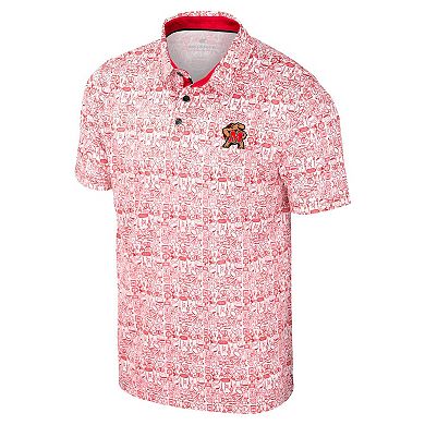 Men's Colosseum Red Maryland Terrapins It's Time! Allover Print Polo
